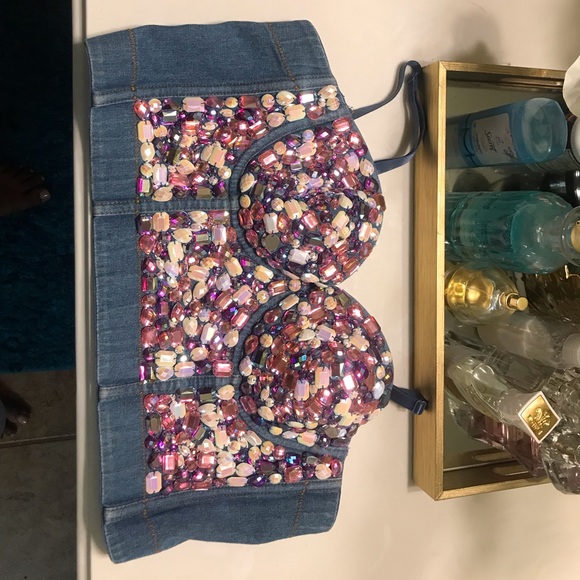 Blue jean jeweled corset - Picture 2 of 2